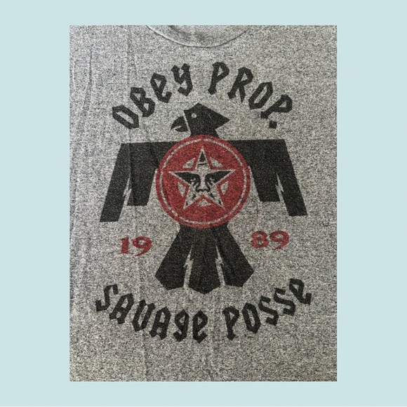 Womens small marled grey Obey shirt, y2k - Picture 2 of 2